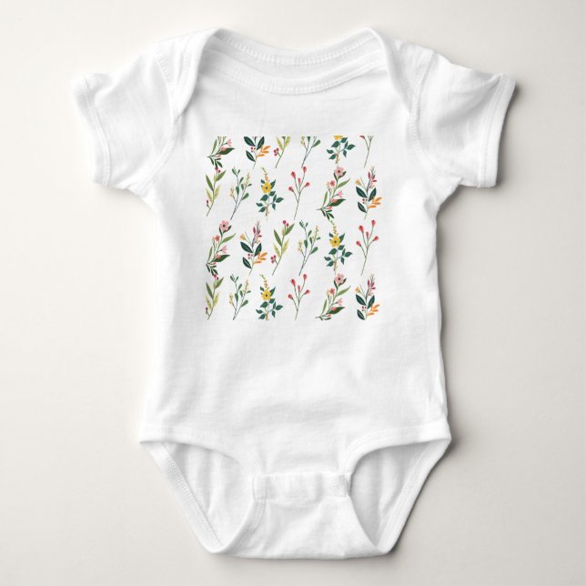 Blommigt Baby t-shirts (Framsida)