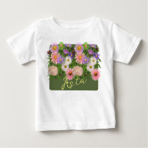 Blommigt baby top t-shirt Rosa Asters och hennes n