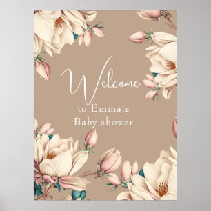 Blommigt-babydusch för Magnolia-bloom Poster