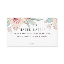 Blommigt. Babyskor Diaper Raffle biljett