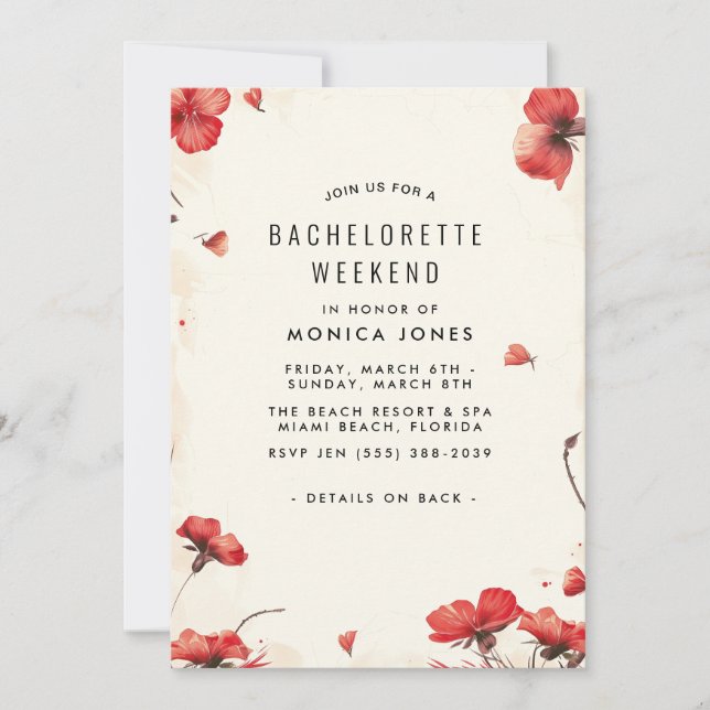 Blommigt Bachelorette Helg-inbjudan Inbjudningar (Framsida)