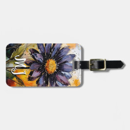 Blommigt bagagetapp med personlig monogram bagagebricka