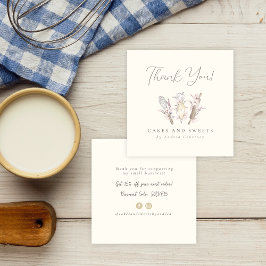 Blommigt Bakery Pastry Chef Baking Utensil Tack Fyrkantigt Visitkort