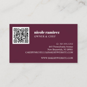 Blommigt Bakery Patisserie rand burgundy QR CODE Visitkort