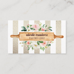 Blommigt Bakery Rolling Pin Patisserie GULD Visitkort