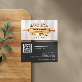 Blommigt Bakery Rolling Pin Patisserie QR CODE Visitkort