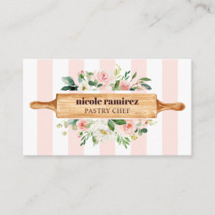 Blommigt Bakery Rolling Pin Patisserie strimlad Visitkort
