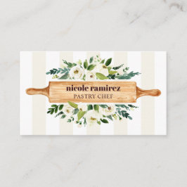 Blommigt Bakery Rolling Pin Patisserie stripe beig Visitkort