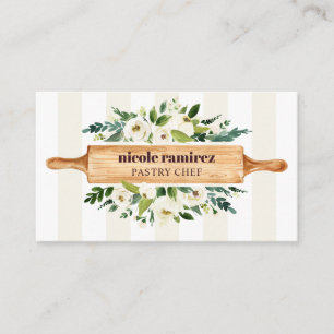 Blommigt Bakery Rolling Pin Patisserie stripe beig Visitkort