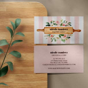 Blommigt Bakery Rolling Pin Patisserie striped Visitkort