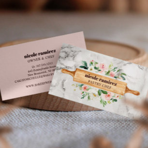 Blommigt Bakery Rolling Pin Patisserie white marbl Visitkort