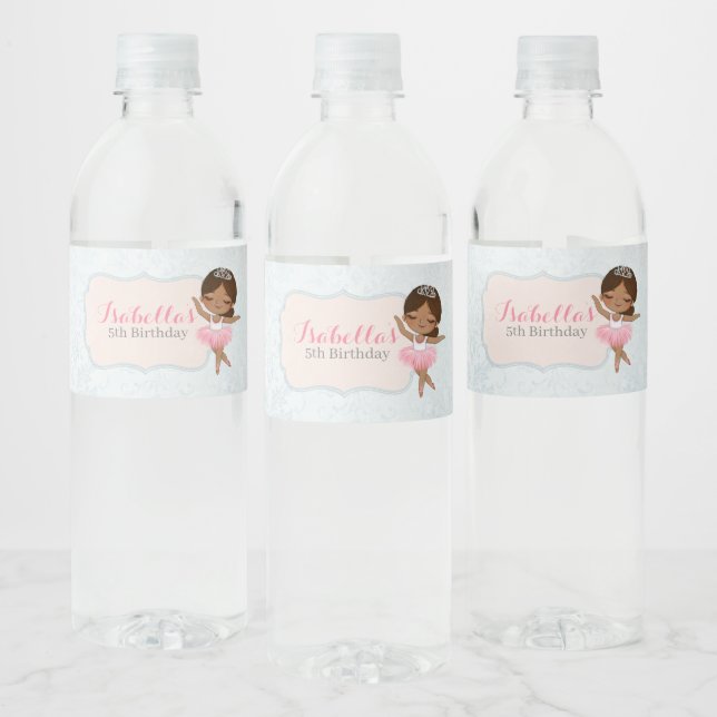 Blommigt Ballerina Birthday Vattenflaska Labels Vattenflaskor Etikett (Flaskor)