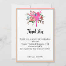 Blommigt Ballerina Dancer Birthday Tack, kort