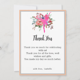 Blommigt Ballerina Dancer Birthday Tack, kort