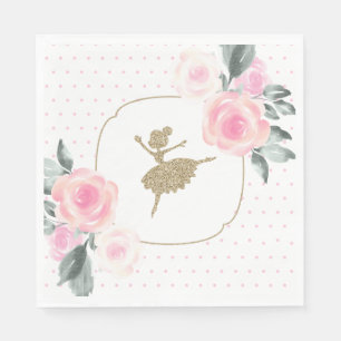 Blommigt Ballerina Födelsedagsfest Napkins Pappersservett