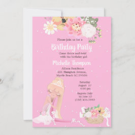 Blommigt Ballerina Rosa Birthday Call Inbjudningar
