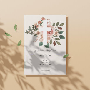 Blommigt Baptism-inbjudan med Elegant Kor Inbjudningar