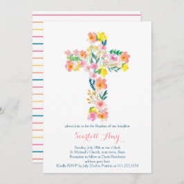 blommigt Baptism inbjudan, rosa gult Kor inbjudan
