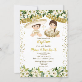 Blommigt Baptism - inbjudan till fiesta Twin