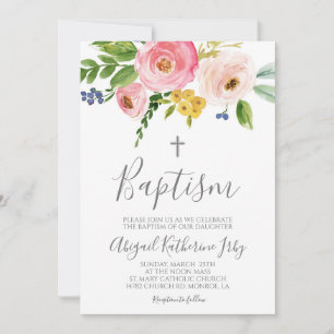 Blommigt Baptism Inbjudningar
