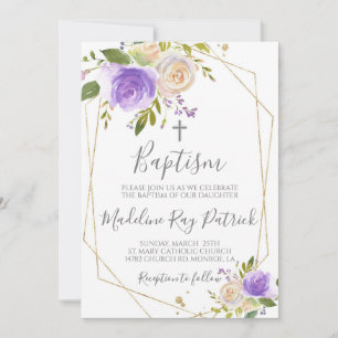 Blommigt Baptism Inbjudningar