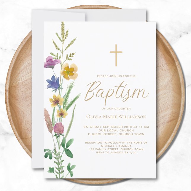 Blommigt Baptism Inbjudningar (Skapare uppladdad)