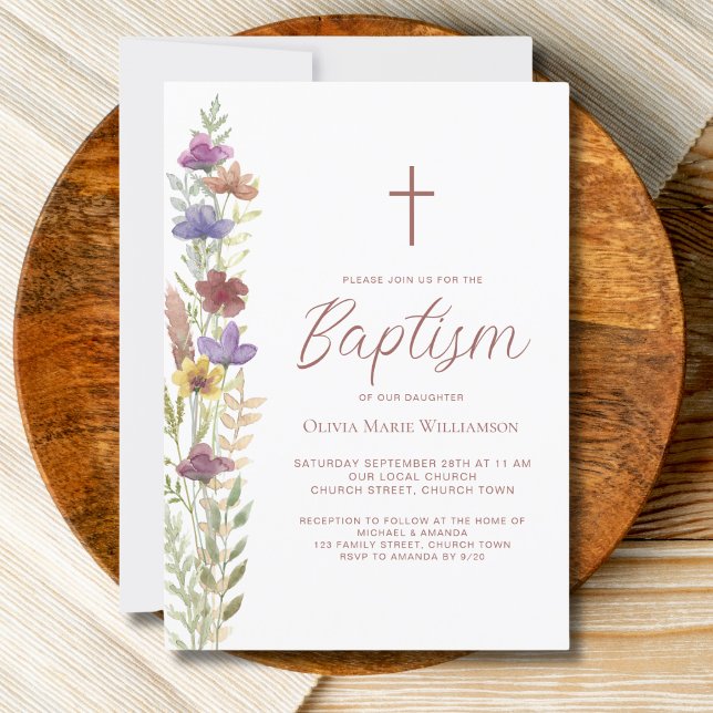 Blommigt Baptism Inbjudningar (Skapare uppladdad)