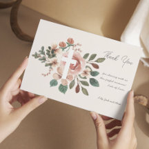 Blommigt-baptism med Kor-kort med enkelt tack