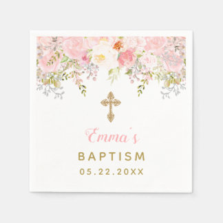 Blommigt Baptism Personlig Napkins Pappersservett