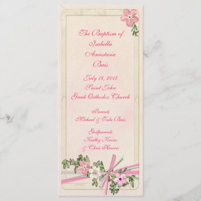 Blommigt Baptismal program 1/5 (Framsida)