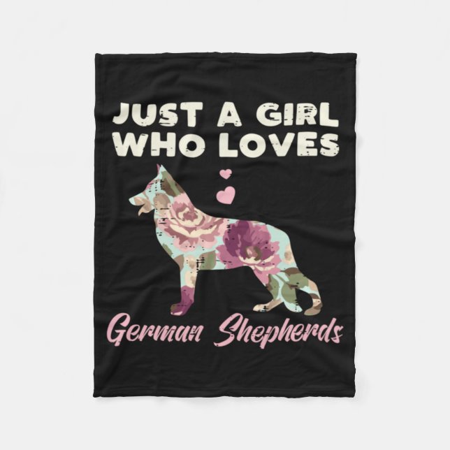 Blommigt Bara en flicka som Kärlek tyska shepherd Fleecefilt (Framsidan)