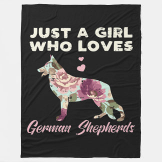 Blommigt Bara en flicka som Kärlek tyska shepherd Fleecefilt