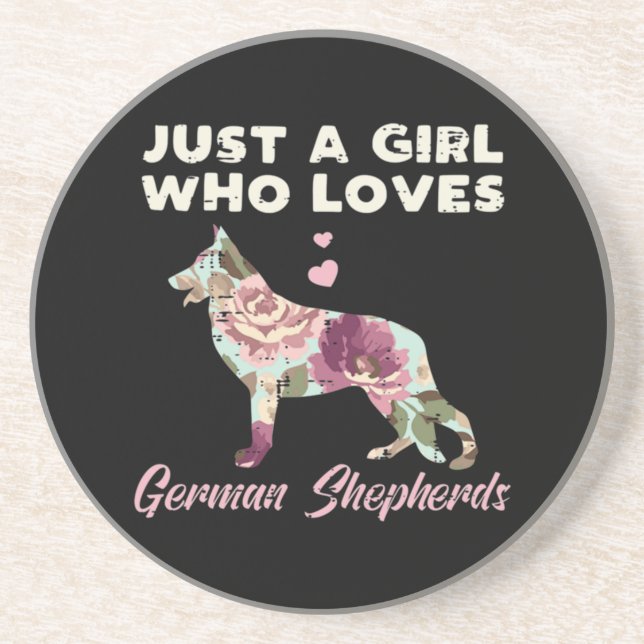 Blommigt Bara en flicka som Kärlek tyska shepherd Underlägg (Framsidan)