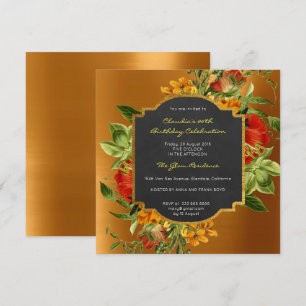 Blommigt Baroque Birthday Golden Ram Mint Grönt Inbjudningar