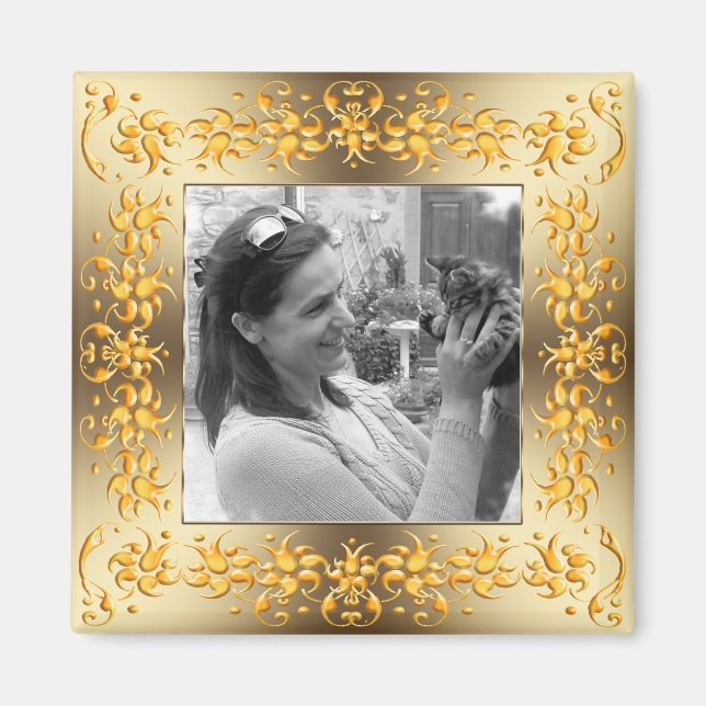 blommigt baroque golden ram. magnet (Framsidan)