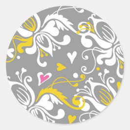 Blommigt Baroque Sticker Runt Klistermärke
