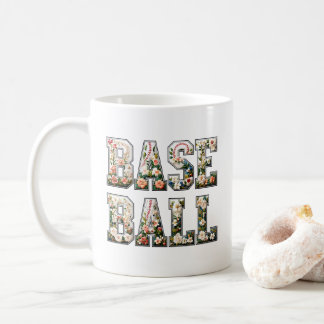 Blommigt Baseball Mamma Mugg, Mugg, speldagen Kaffemugg