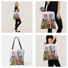 Blommigt Bästa Mamma någonsin Chic Tygkasse