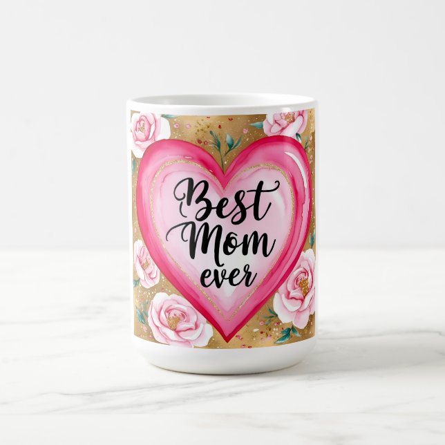 blommigt "Bästa Mamma någonsin" Heart Coffee Mugg  (Center)