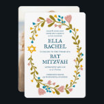 Blommigt Bat mitzvah andedräkt Hand-dragen Anpassn Inbjudningar<br><div class="desc">Perfekt-kort för att tillkännage en pub mitzvah, bat mitzvah eller annan judisk firande! Hand skapade konst åt dig! FULLT ANPASSADE! Klicka på "Anpassa" ovan om du vill redigera texten och lägga till ett eget foto på baksidan. Klicka på "Redigera med verktyg" för att justera typsnitt, färg och placeringar. Du kan...</div>
