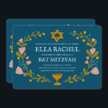 Blommigt Bat mitzvah andedräkt Hand-dragen Anpassn Inbjudningar<br><div class="desc">Perfekt-kort för att tillkännage en pub mitzvah, bat mitzvah eller annan judisk firande! Hand skapade konst åt dig! FULLT ANPASSADE! Klicka på "Anpassa" ovan om du vill redigera texten. Klicka på "Redigera med verktyg" för att justera typsnitt, färg och placeringar. Du kan också enkelt ändra kortet stil så att det...</div>