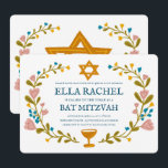 Blommigt Bat mitzvah andedräkt Hand-dragen Anpassn Inbjudningar<br><div class="desc">Perfekt-kort för att tillkännage en pub mitzvah, bat mitzvah eller annan judisk firande! Hand skapade konst åt dig! FULLT ANPASSADE! Klicka på "Anpassa" ovan om du vill redigera texten. Klicka på "Redigera med verktyg" för att justera typsnitt, färg och placeringar. Du kan också enkelt ändra kortet stil så att det...</div>