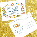 Blommigt Bat mitzvah andedräkt Hand-dragen Anpassn Vykort<br><div class="desc">Perfekt-vykort för att tillkännage ett pub mitzvah, bat mitzvah eller annat judiskt firande! Hand skapade konst åt dig! FULLT ANPASSADE! Klicka på "Anpassa" ovan om du vill redigera texten. Klicka på "Redigera med verktyg" för att justera typsnitt, färg och placeringar. OCKSÅ TILLGÄNGLIGA som platta kort eller digital nedladdning, kolla min...</div>
