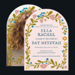 Blommigt Bat mitzvah andningsdos Hand- dragen Anpa Inbjudningar<br><div class="desc">Perfekt-kort för att tillkännage en pub mitzvah, bat mitzvah eller annan judisk firande! Hand skapade konst åt dig! FULLT ANPASSADE! Klicka på "Anpassa" ovan om du vill redigera texten och lägga till fotot på baksidan (du kan också ta bort blommigten ram om du vill). Klicka på "Redigera med verktyg" för...</div>