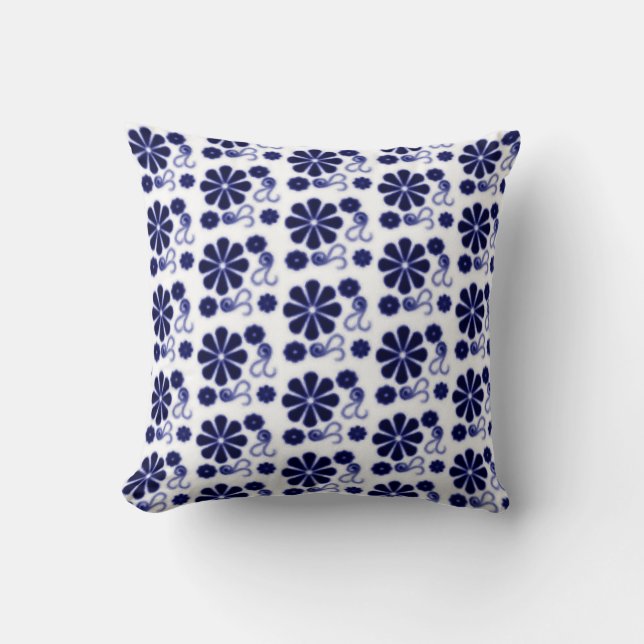 Blommigt Batik Swirl Pillow Kudde (Framsida)
