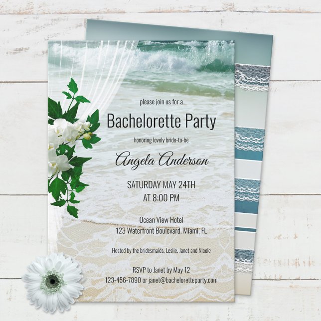 Blommigt Beach Snöre Bachelorette Inbjudningar (Skapare uppladdad)