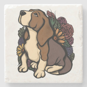 Blommigt Beagle Stenunderlägg
