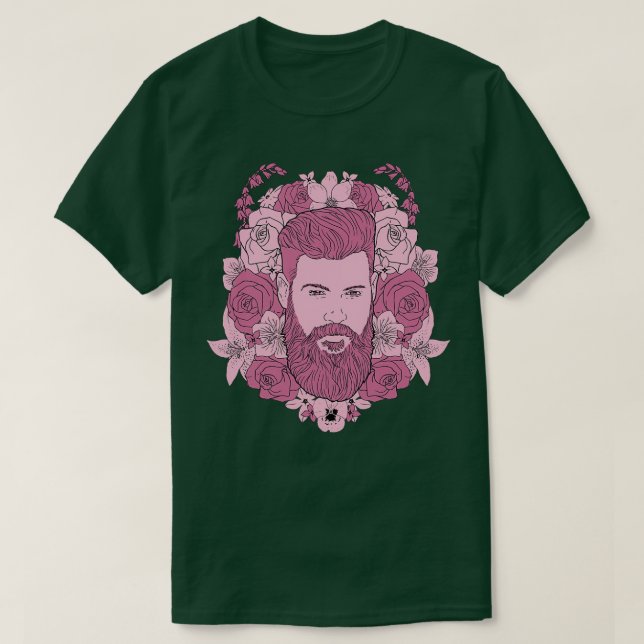 Blommigt Bear Rosa T Shirt (Design framsida)