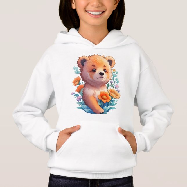 Blommigt Bear T Shirt (Framsida)
