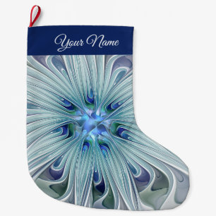 Blommigt Beauty Abstrakt Art Blue Pastel Flower Na Stor Julstrumpa